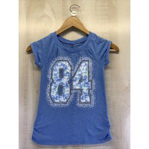 Justice Girls Size 6 Rhinestone/Glitter Graphic Cuffed Sleeve Shirt-7755